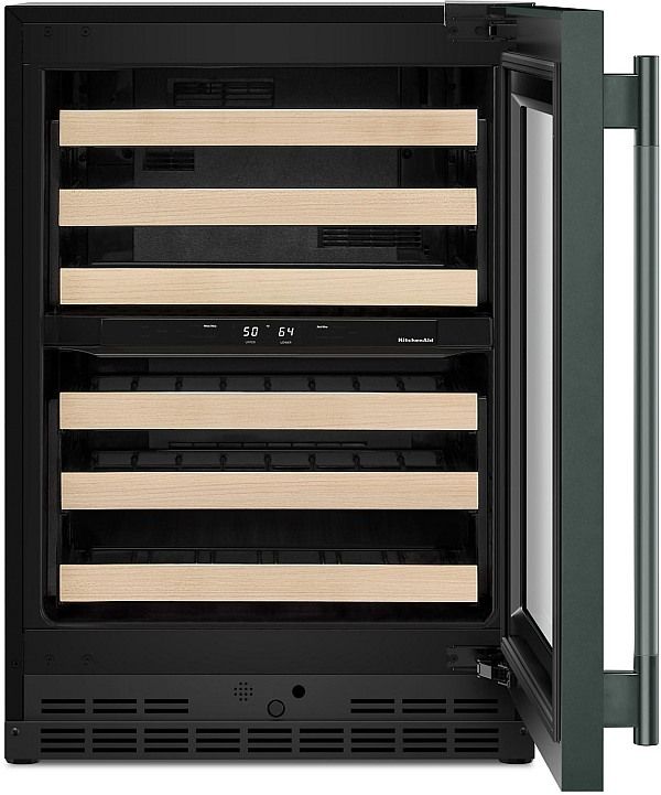 Kitchenaid® 24" Juniper Undercounter Wine Cooler with Full-Extension Wood-Front Racks-2