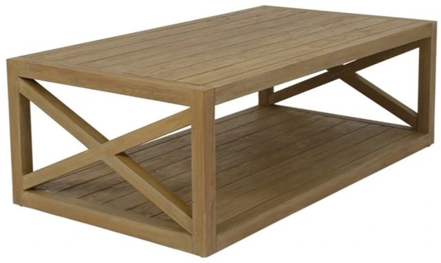 Sunset West Coastal Warm Gray Wooden Outdoor Coffee Table-0
