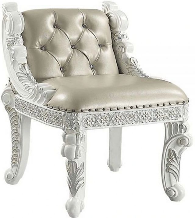 ACME Furniture Vanaheim Antique White/Beige Vanity Stool