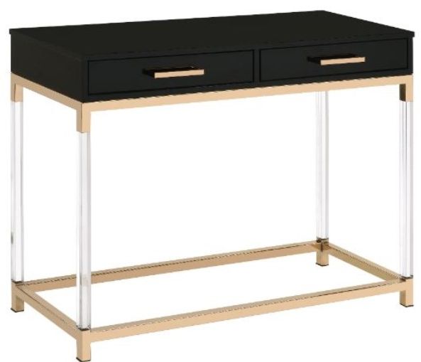 ACME Furniture Adiel Black Console Table with Gold Base