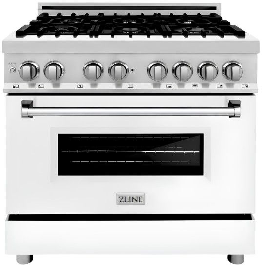 ZLINE Legacy 36" Satin Stainless Steel Pro Style Dual Fuel Range with White Matte Door and Griddle-0