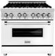 ZLINE Legacy 36" Satin Stainless Steel Pro Style Dual Fuel Range with White Matte Door and Griddle-0