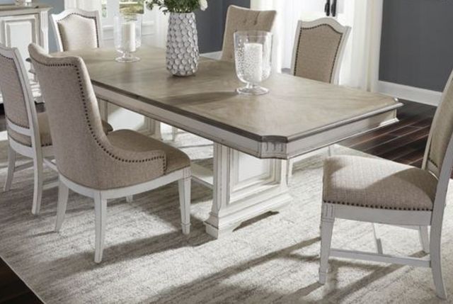 Liberty Furniture Abbey Park 7-Piece Antique White Trestle Table Set
