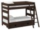 Elements International Cali Kids Brown Twin Over Twin Bunk Bed with Ladder and Trundle-0