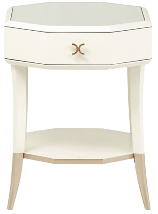 Michael Amini® La Rachelle Glass Top Octagonal End Table with Medium Champagne Legs-2