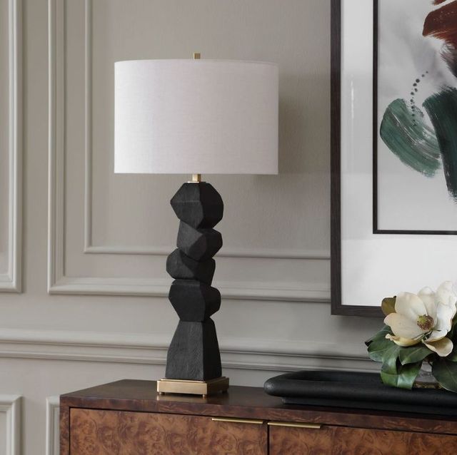Uttermost® Demelo Deep Walnut Stacked Wood Table Lamp-2