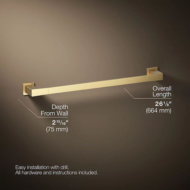 KOHLER® Honesty® Vibrant Brushed Moderne Brass 24" Towel Bar-4