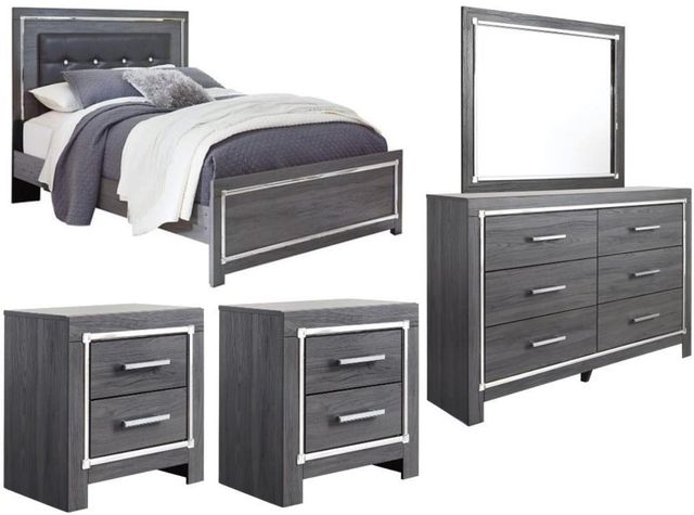 Signature Design by Ashley® Lodanna 5-Piece Gray King Panel Bed Set-0