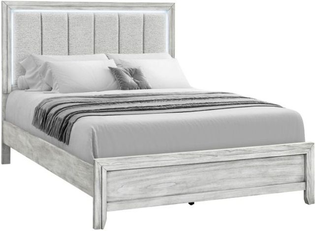 Global Furniture USA Elsie 5-Piece Gray King Upholstered Panel Bedroom Set-2