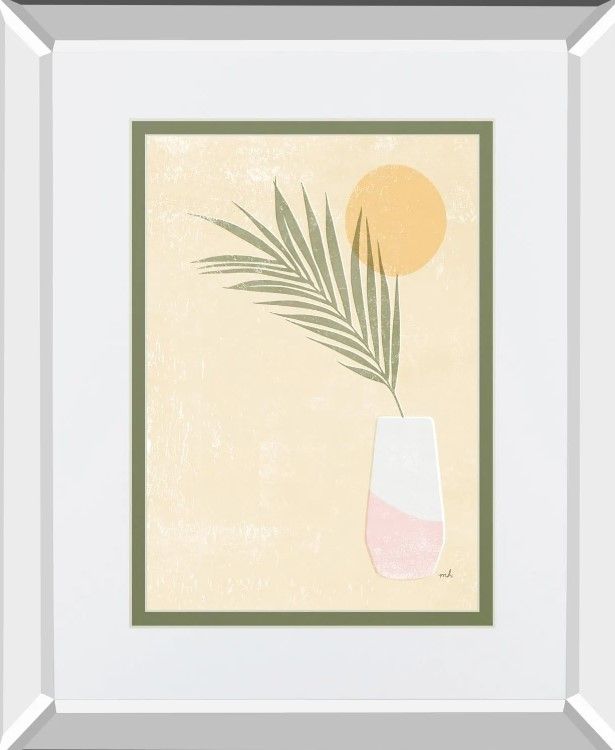 Classy Art Sun Palm II Mint By Moira Hershey Mirror Framed Wall Art-1