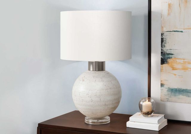 Monarch Specialties Inc. Beige Resin Table Lamp with Ivory Shade-2
