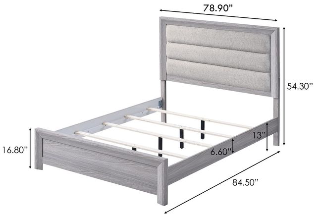 Crown Mark Adelaide Beige/Driftwood King Upholstered Panel Bed-2