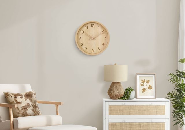 Monarch Specialties Inc. Natural 12" Wall Clock with Brown Numbers-1