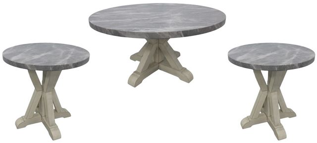 American Wholesale Furniture Whitney 3-Piece Gray Occasional Table Set with White Base-2