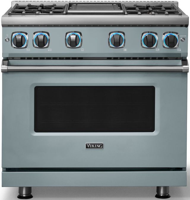 Viking® 7 Series 36" November Sky Pro Style Natural Gas Range with Griddle-3