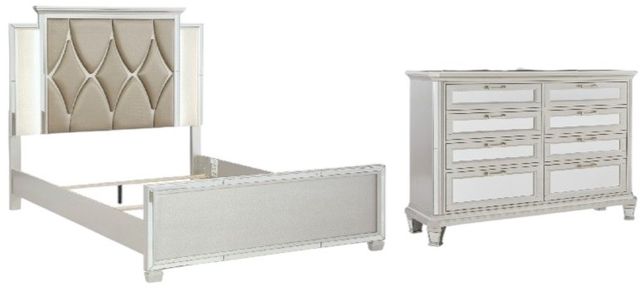 Signature Design by Ashley® Lindenfield 2-Piece Silver Queen Upholstered Panel Bed Set-0