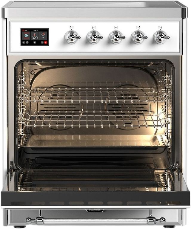 Ilve® Majestic III 30" White Pro Style Induction Range with Solid Door and Chrome Trim-1