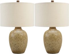 Signature Design by Ashley® Jairgan 2-Piece Tan/Black Table Lamps