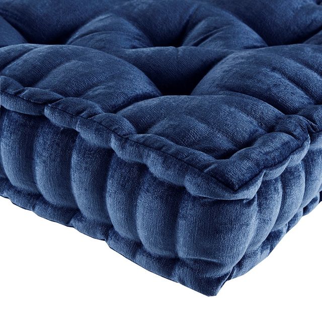Olliix by Intelligent Design Navy Azza Poly Chenille Square Floor Pillow Cushion-1