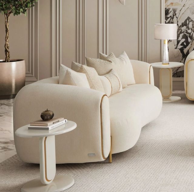 Michael Amini® Sassani Crepe/Gold Loveseat-1