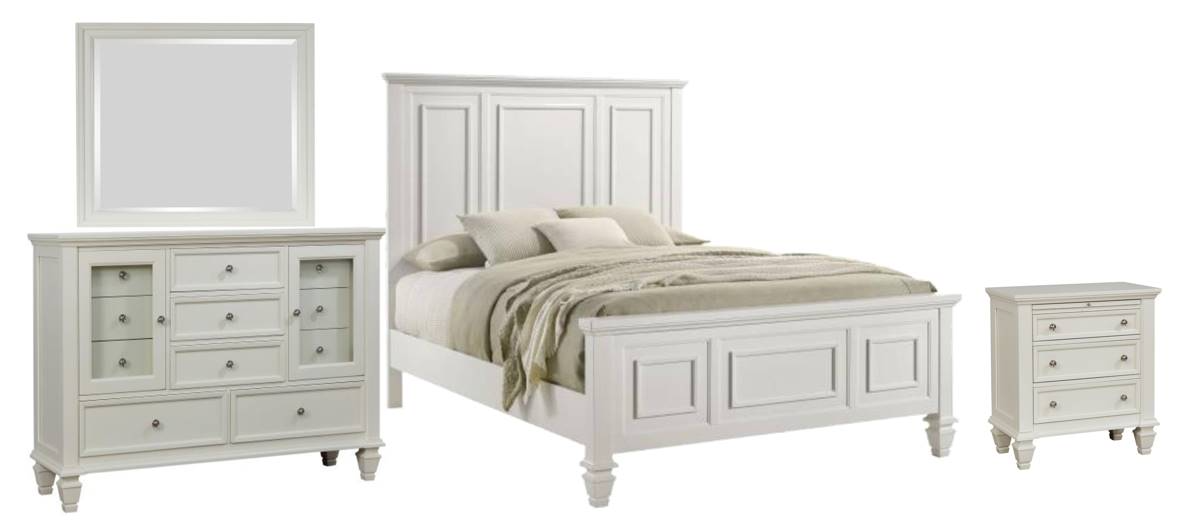 置物 CONRAD Serenity 156ml Coaster® Sandy Beach 4-Piece Cream White King Bedroom Set