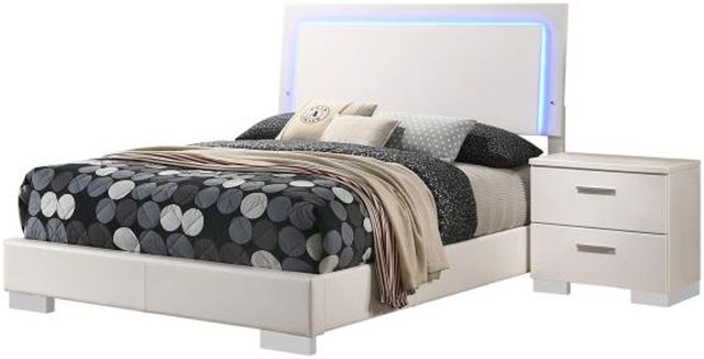 Coaster® Felicity 2-Piece White High Gloss Full Panel Bed and Nightstand-0