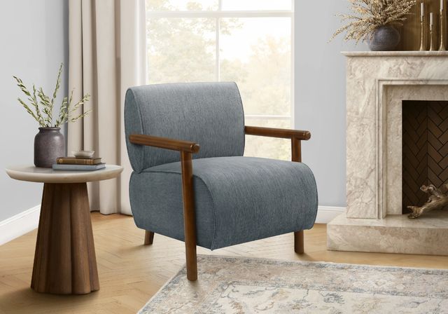 Monarch Specialties Inc. Light Blue/Walnut 31" Accent Chair-1