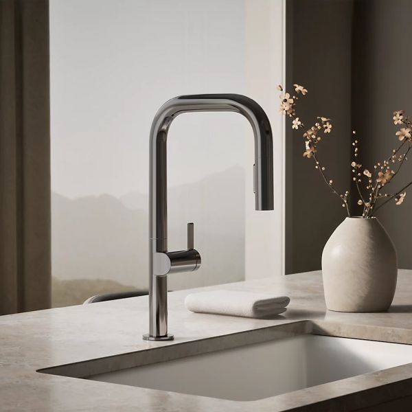 KOHLER® Components® Vibrant Titanium 18" Kitchen Sink Faucet with 2-Function Sprayhead-1