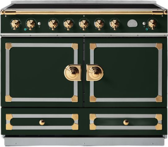 La Cornue CornuFé 90 Albertine 36" Brands Hatch Green Pro Style Induction Range with Polished Brass Trim-0