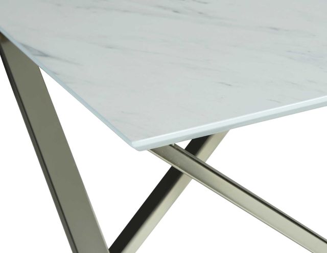 Steve Silver Co. Zurich White End Table with Matte Chrome Base-3