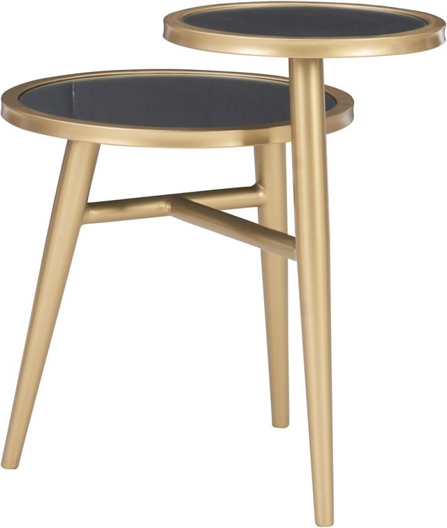 Powell® Jolson Mirrored Top Two Tiered Side Table with Gold Frame-2