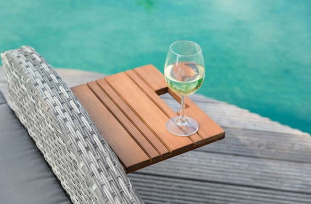 Furniture of America® Bahia Tobago Gray Fabric/Teak Outdoor Chaise-3