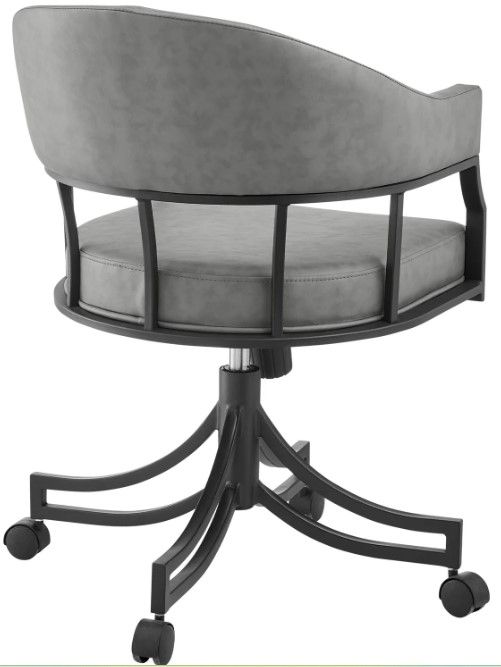 Armen Living Tibet Black/Vintage Gray Swivel Dining Arm Chair-4