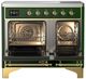 Ilve® Majestic III 40" Emerald Green Pro Style Induction Range with Triple Glass Door and Brass Trim-1