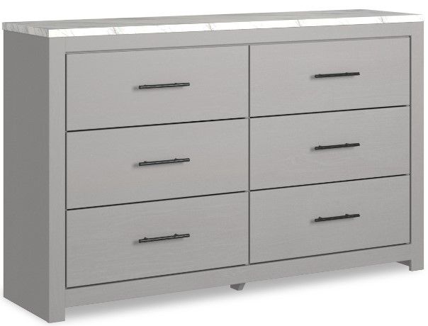 Signature Design by Ashley® Cottenburg 6-Piece Light Gray/White Queen Panel Bed Set-2