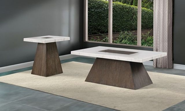 Furniture of America® Grasten Dark Walnut/White Square End Table-1