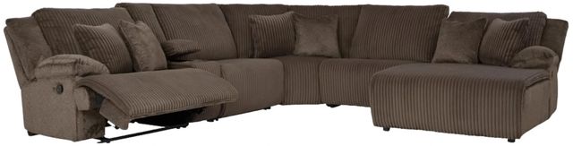 Signature Design by Ashley® Top Tier 6-Piece Chocolate Right Arm Facing Manual Reclining Sectional Sofa with Chaise-1