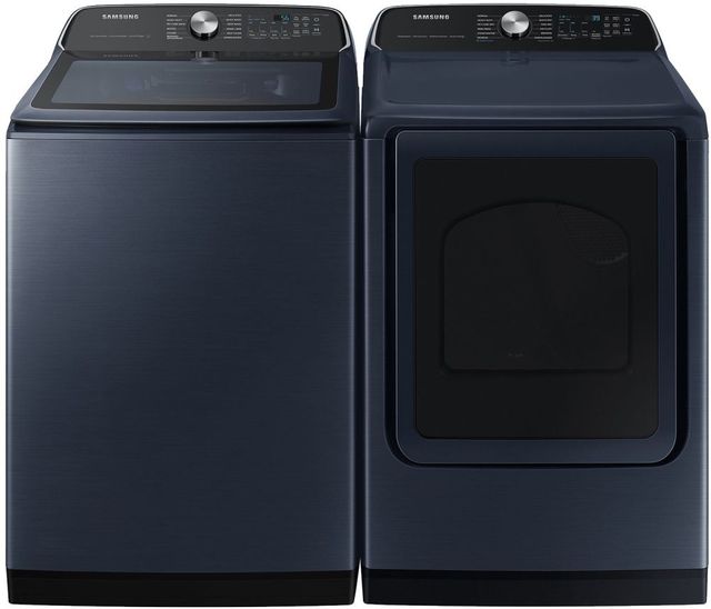 SCRATCH & DENT - Samsung Brushed Navy Top Load Washer & Electric Dryer Laundry Pair-0