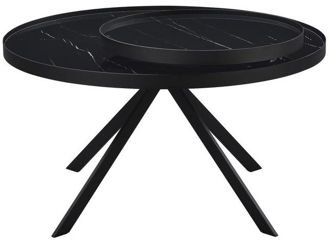 Coaster® Briggs Marble Printed Glass Top Coffee Table with Black Base-2
