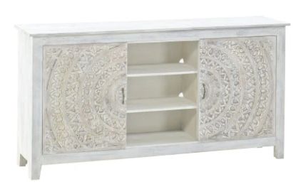 Jaipur Furniture Carved Lace White Washed Cabinet-0