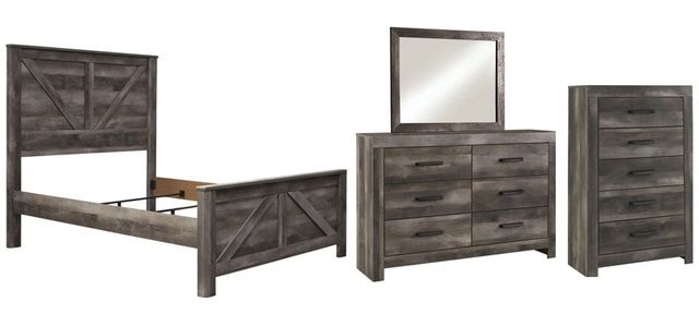 Signature Design by Ashley® Wynnlow 4-Piece Gray Queen Crossbuck Panel Bed Set-0