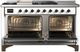 Ilve® Majestic III 60'' White Pro Style Dual Fuel Natural Gas Range with Solid Door and Burnished Trim-1