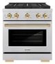 ZLINE Autograph Edition Paramount 30" 4.2 Cu. Ft. Satin Stainless Steel Gas Range with 4 Burner DuoPro™ Cooktop and Convection Gas Oven with Polished Gold Accents-0