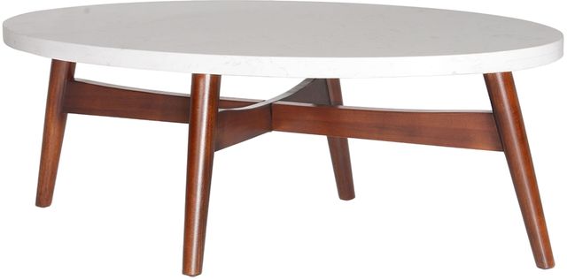 Steve Silver Co. Serena White Cocktail Table with Natural Cherry Base-0