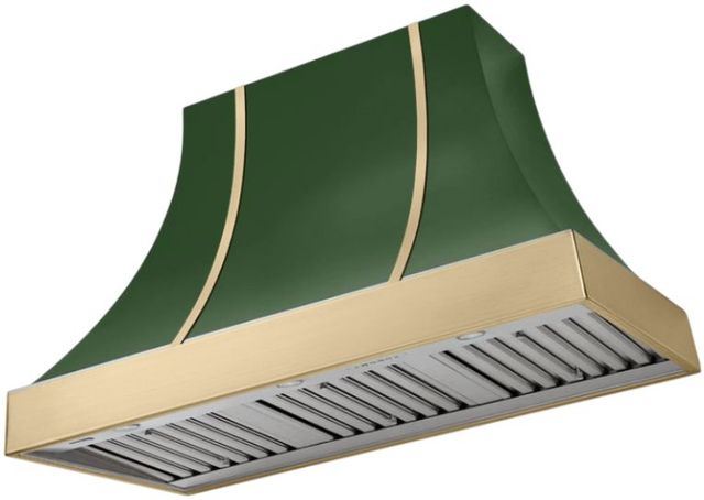 AGA Cascade 48" Cornwall Green Wall Mounted Range Hood  with Brushed Brass Trim-0