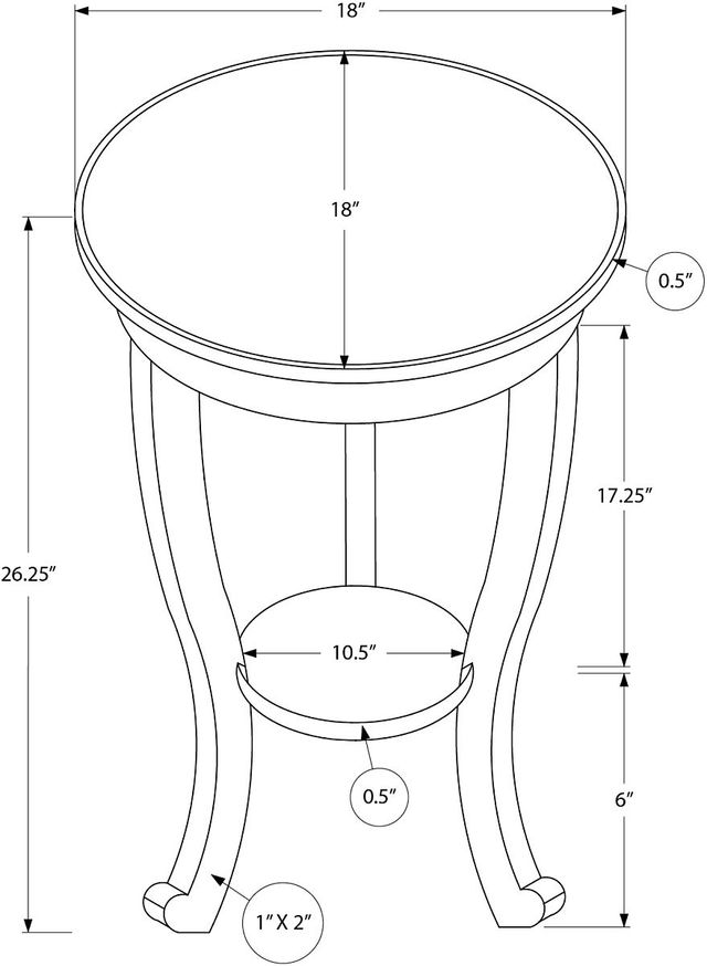 Monarch Specialties Inc. Walnut Veneer Round Side Table-1