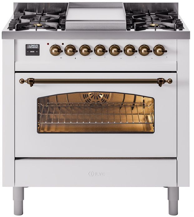 Ilve® Nostalgie II Series 36" White Pro Style Dual Fuel Range-1