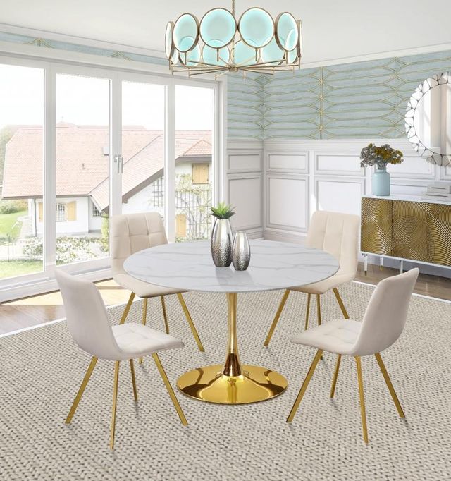 Meridian Furniture Tulip Gold/White 48" Dining Table-2