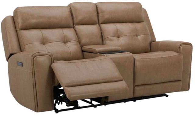 Liberty Furniture Carrington York Sand Leather Power Reclining Loveseat with Console-1