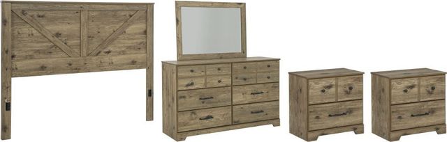 Signature Design by Ashley® Shurlee 5-Piece Light Brown King Crossbuck Panel Headboard Bedroom Set-0